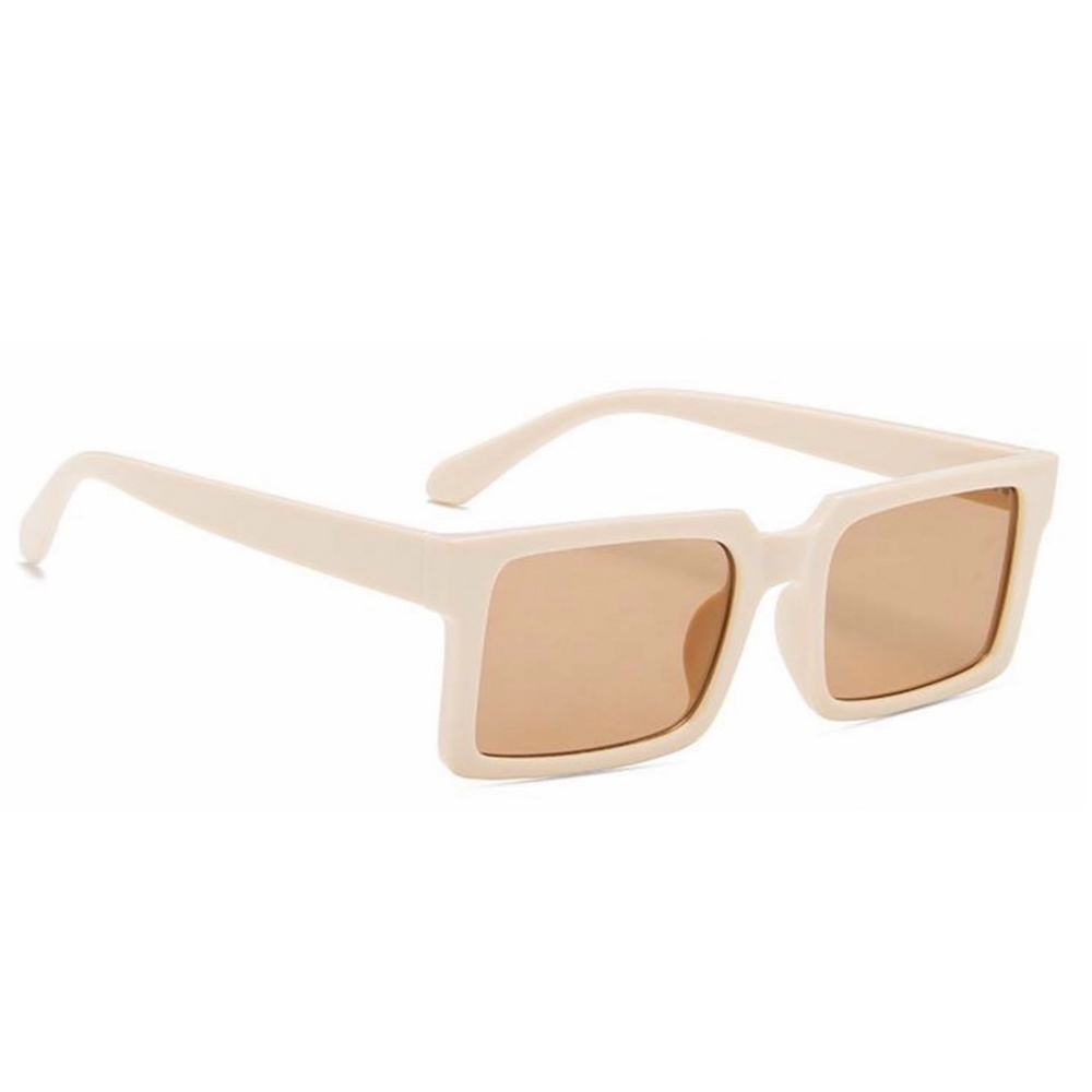 Trendy Classic Rectangle Design Fashion UV400 Women's Square Beige Sunglasses